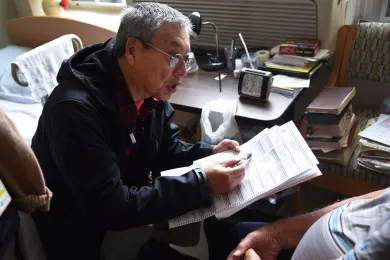 County Voter Assistant Norman Watanabe is part of a bi-partisan team that helps voters with disabilities cast their ballot.
