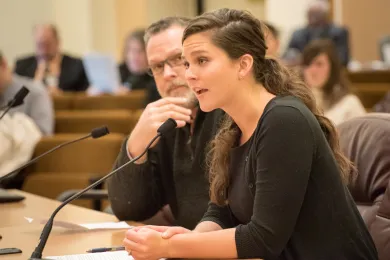 Natalie Weaver, program specialist for Multnomah County's Commercial and Sexual Exploitation of Children or CSEC, speaks before board
