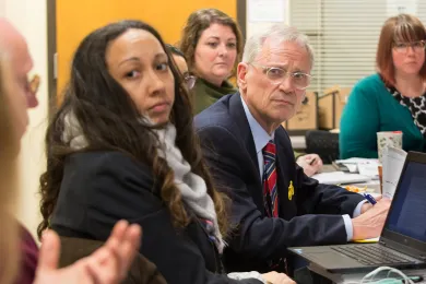 From left: Rachael Banks of the Multnomah County Health Department, Rep. Earl Blumenauer,  District 3 staffer Ana del Rocío Valderrama, District 4 staffer Rebecca Stavenjord and Robyn Johnson of the Department of County Human Services