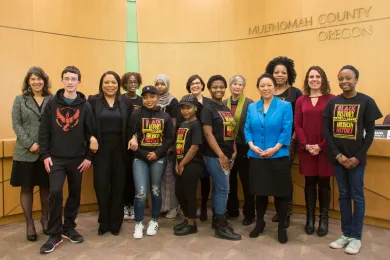 Commissioners and students from Roosevelt High School