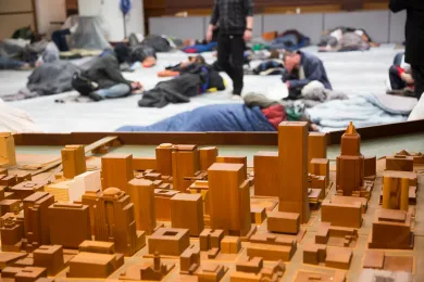 The Portland Building in downtown Portland served as an emergency shelter during a Jan. 2017 winter storm.