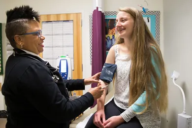 School Based Health Center patient and practitioner 