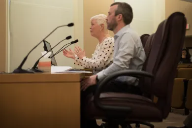 Multnomah County’s Environmental Health Director Jae Douglas and inspection supervisor Jeff Martin addressed the board Tuesday