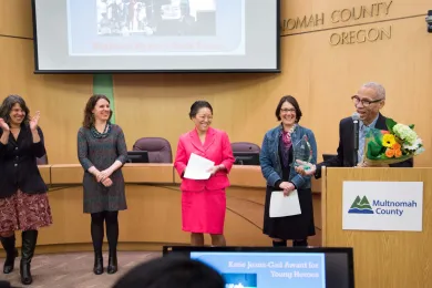 The Reverend Dr. W.G. Hardy received a Public Health Hero award from the Multnomah County board in 2017