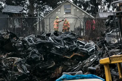 Fire crews wrapped up their work early Wednesday morning.