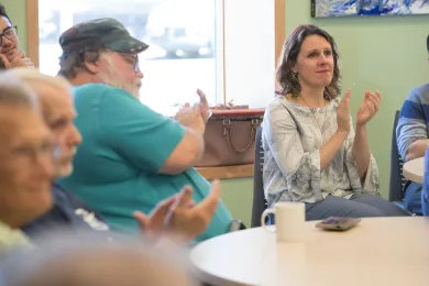 Chair Kafoury applauds a NorthStar member's moving success story.