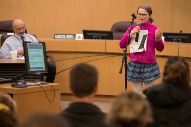 Annabelle, age 10, testifies against an EPA proposal to loosen emission standards