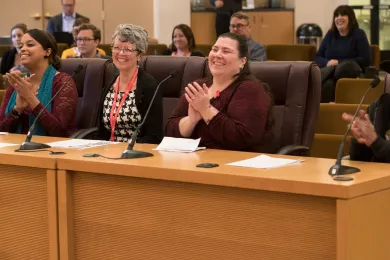 Staff and clients from the HIV Health Service Center joined the Board to honor World AIDS Day