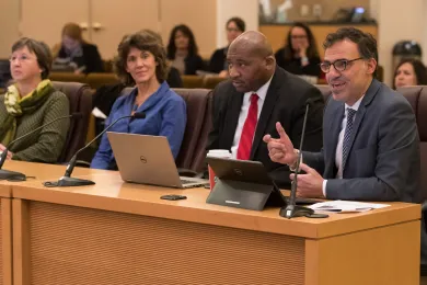 From left: Peggy Samolinski of the Department of County Human Services, Judy Strand of Metropolitan Family Service, Dr. Carlos Richard of United Way, and Keith Thomajan of United Way