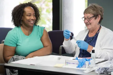Multnomah County staff get their flu shot on a work break