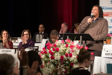 Alonzo Chadwick led the music selection at the event 33rd Annual Skanner Foundation MLK Jr. Breakfast.