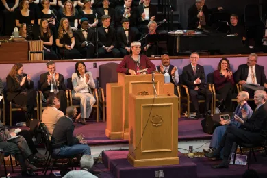 Attallah Shabazz, eldest daughter of Malcolm X, speaks at interfaith event celebrating Dr. King on Jan. 20, 2019.