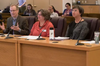 From left, Marc Jolin of the Joint Office, Laura Golino de Lovato of Northwest Pilot Project, Peggy Samolinski from Youth and Family Services, and Ian Slingerland of Home Forward.