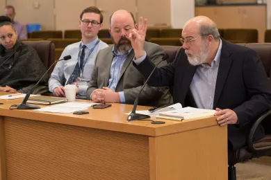 Policy Manager Rhys Scholes, right, says best practice is to include sharps and drugs in take-back legislation.