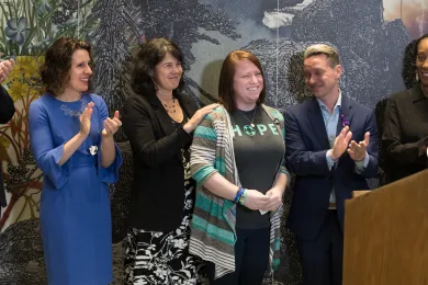 Angela Perry, center, shares why finding her voice is part of her recovery.