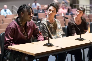 Marcus, left, and Vesper at the May 22, 2019, budget hearing.