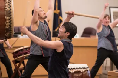 Portland Taiko drummers at 2019 Asian Pacific Islander Month celebration