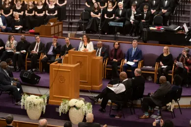 Chair Deborah Kafoury speaks at the annual MLK celebration at Vancouver Avenue First Baptist Church