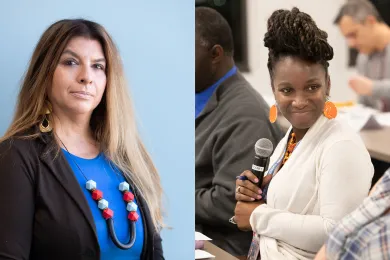 Jessica Guernsey, left and Tasha Wheatt-Delancy, photographed at a meeting before COVID 19.