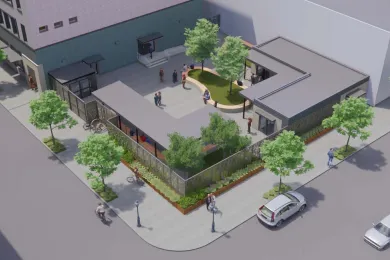 Sketch of courtyard design for downtown Behavioral Health Resource Center