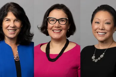 Commissioners Sharon Meieran, Jessica Vega Pederson and Lori Stegmann were sworn in for their second terms Jan. 7, 2021.