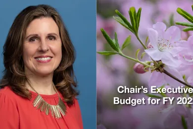 Chair Deborah Kafoury and the cover of her Executive Budget