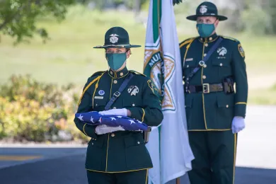 Sheriff Mike Reese and members of the Sheriff’s Office Honor Guard paid tribute Deputy Sheriff Ernest Loll was shot and killed in September 1935, while investigating a report of poachers.