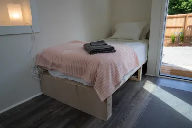 Inside the last of the 19 sleeping pods to be filled at the St. Johns Village on May 21, 2021.