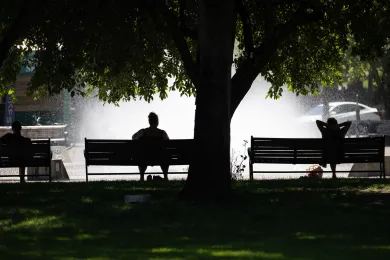 People seek shade during June 2021 heat wave.