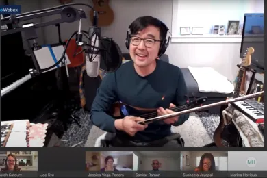 Screenshot of Joe Kye performing his original song