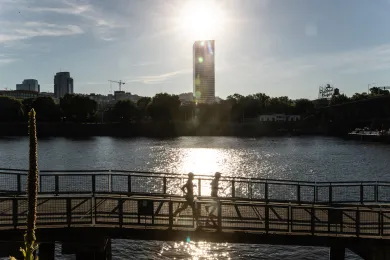Runners along the Willamette River