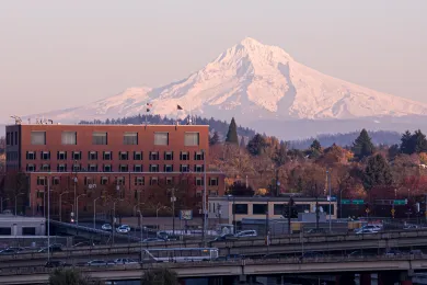 Multnomah Building with Mount Hood