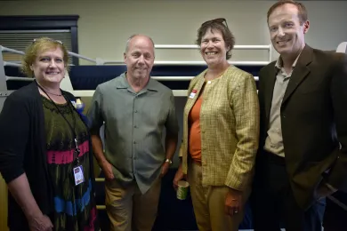 From left: Jean Dentinger (Health Department, Program Manager); Ed Blackburn (Central City Concern, Executive Director); District 3 Commissioner Judy Shiprack and Mark Jolin (A Home for Everyone, Initiative Director).