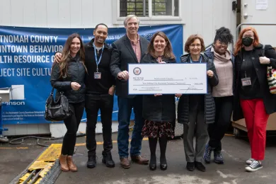 From left to right: Janie Gullickson; Deandre Kenyanjui, Senator Jeff Merkley, Chair Deborah Kafoury, Congresswoman Suzanne Bonamici, Ebony Clarke, Dr. Christa Jones 