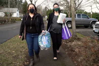 Annie Oldani (left) is a program supervisor for the Domestic Violence Crisis Response Unit, which oversees DVERT and other violence prevention programs and Detective Tamari Johnson a domestic violence detective with the Multnomah County Sheriff’s Office.