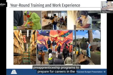 A powerpoint presentation during a Summerworks briefing