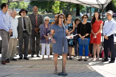 Board of Commissioners and local members assist the rally to speak up against anti-Asian hate crimes
