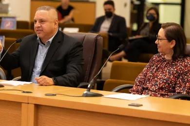 (Left to right) Oregon Latinx Leadership Network Founder Anthony Veliz and Director of Community and Civic Impact at Portland State University Cynthia Gomez.
