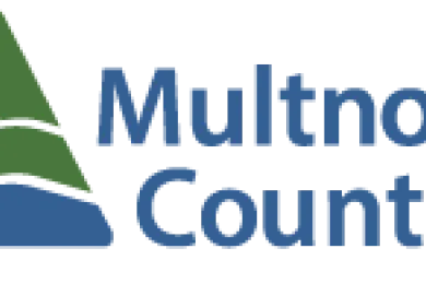 Multnomah County logo in blue and green