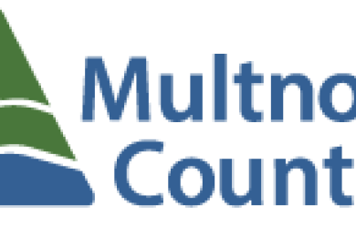 Multnomah County logo in blue and green