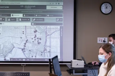 The Point in Time Count command center at Portland State University on Jan. 25, 2023, the morning after the Count began.