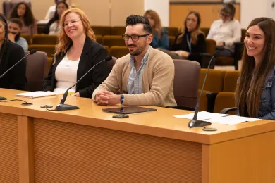 (Left to right): Alexandra Appleton, Christa Jones, Daniel Hovenas, and Janie Gullickson brief the Board.
