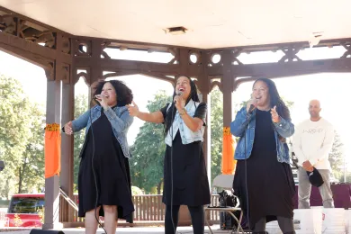 Photo Courtesy: Antonio Harris of singers at Reclaiming Black Joy event at Peninsula Park in North Portland. 