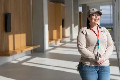 Electrician Mauni Stiffler spent two years installing security systems at Multnomah County's new Central Courthouse.