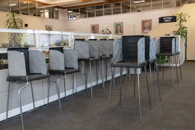 Voting stations at Multnomah County Elections in April 2024. 