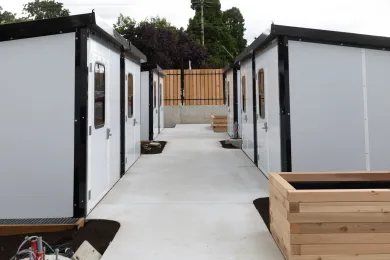 A group of tiny home shelters