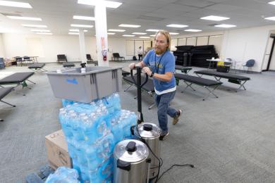 Cook Plaza Severe Weather Emergency Shelter set up