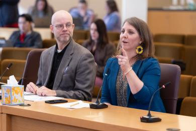 Emergency Management Director Chris Voss (left) and Department of County Human Services Deputy Director Rachel Pearl