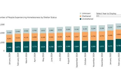 Bar chart showing number of people experiencing homelessness
