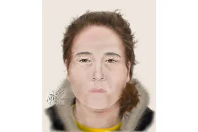 An unidentified white woman, approximately 30-40 years old; approximately 5’3” and 168 pounds with brown hair and green eyes